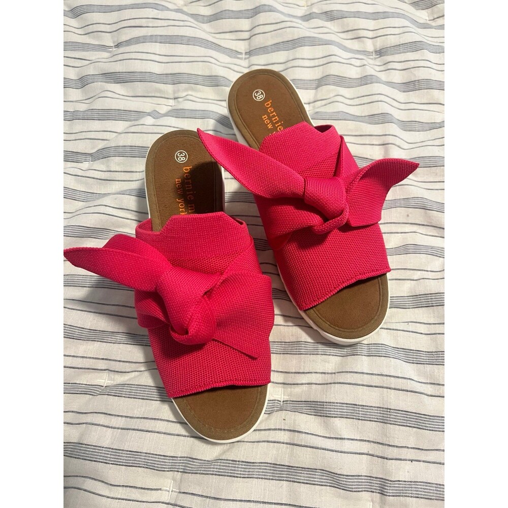 bernie mev. Hot Pink Bow Slide Sandals